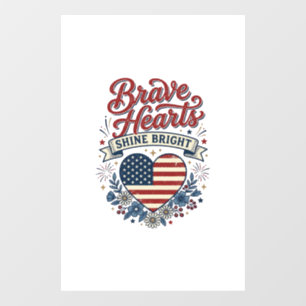 Brave Hearts Patriotic Vintage Floral Shirt Design