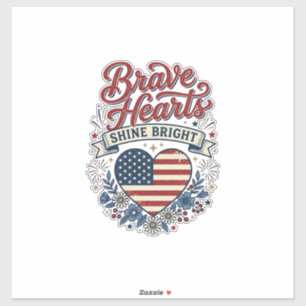 Brave Hearts Patriotic Vintage Floral Shirt Design
