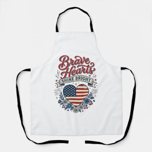 Brave Hearts Patriotic Vintage Floral Shirt Design Apron