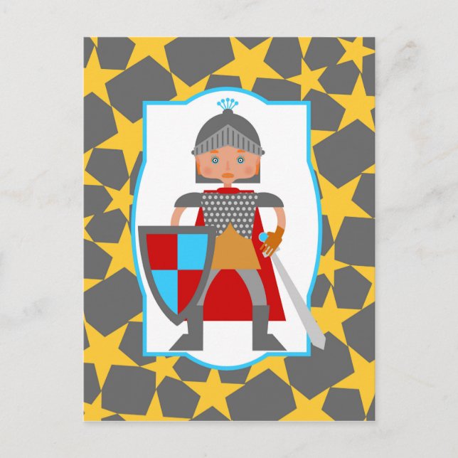 Brave Knight Boy Birthday Party Postcard (Front)