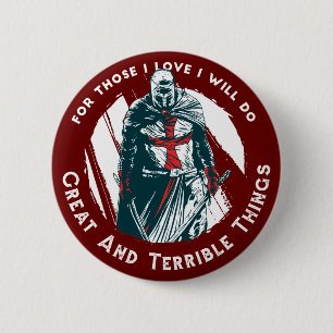 Brave Knight Quote Design 6 Cm Round Badge
