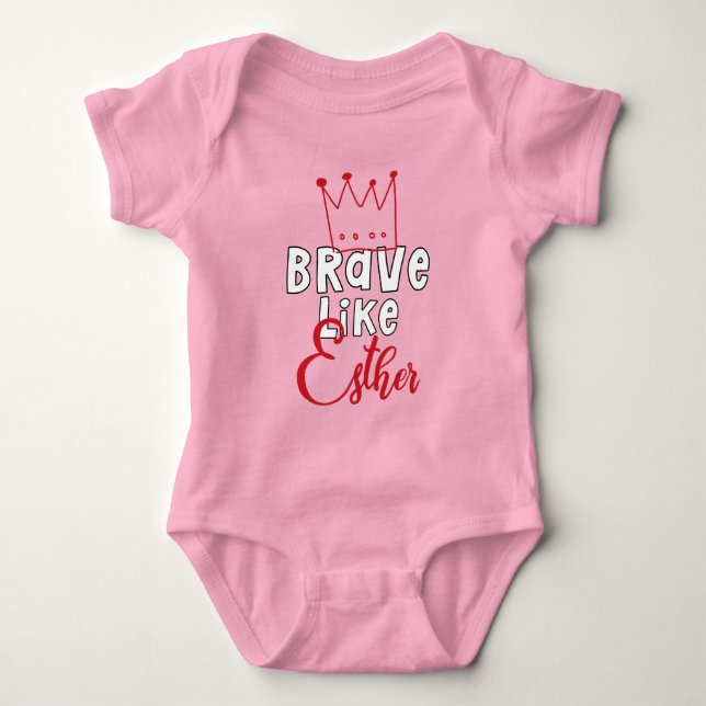 Brave Like Esther - Inspiring Jewish Purim Art Baby Bodysuit (Front)