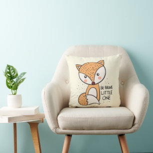 Brave little fox, cute fox drawing cushion
