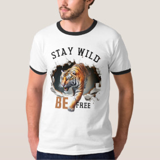BRAVE MAN SATY WILD BE FREE PLAY BOYLEOPERDGRAHIC  T-Shirt
