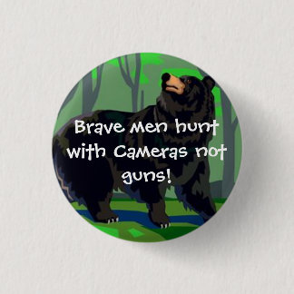 Brave men hunt with cameras 3 cm round badge