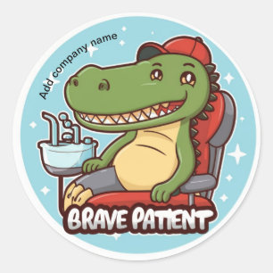 brave patient crocodail classic round sticker