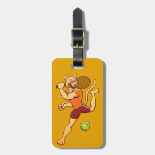 Brave puma smashing a tennis ball luggage tag
