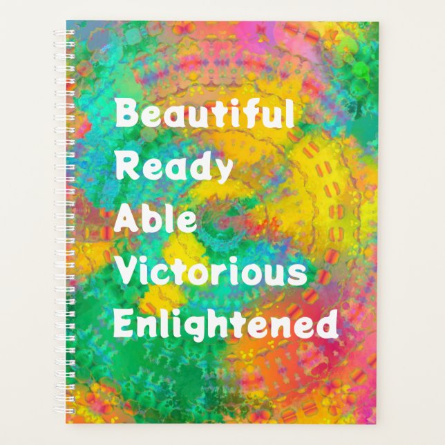 BRAVE Rainbow Tie Dye Boho Planner (Front)