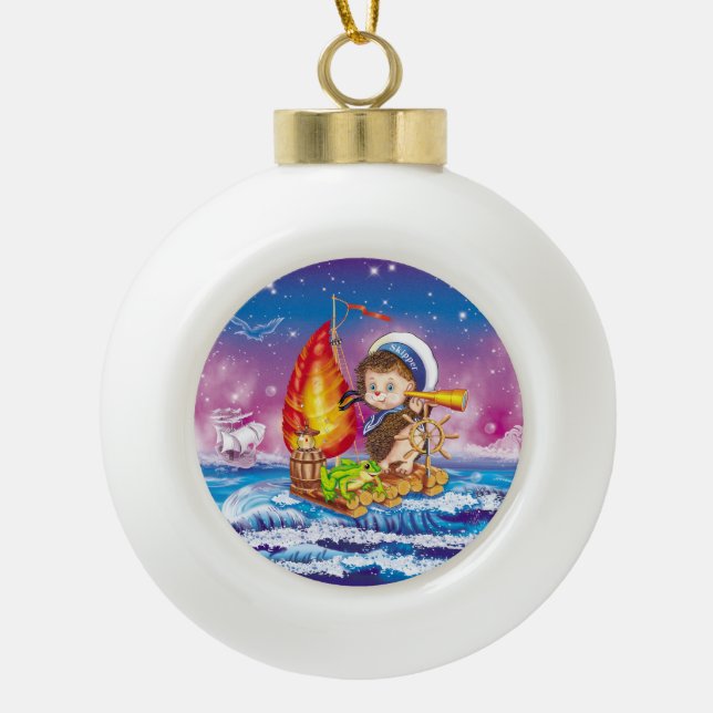 Brave sailor ceramic ball christmas ornament (Front)