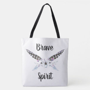 Brave Spirit with Feathers, Arrows and Flowers Tote Bag