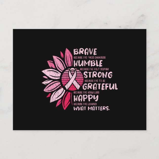 Brave Strong Grateful Breast Cancer Awareness Postcard (Front)