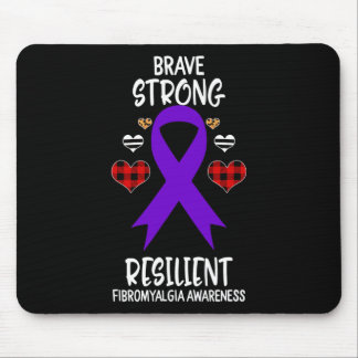 Brave Strong Resilient Fibromyalgia Awareness Ribb Mouse Pad