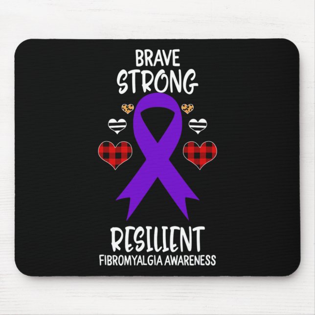 Brave Strong Resilient Fibromyalgia Awareness Ribb Mouse Pad (Front)