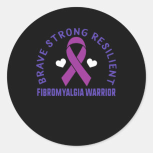 Brave Strong Resilient Fibromyalgia Warrior Awaren Classic Round Sticker