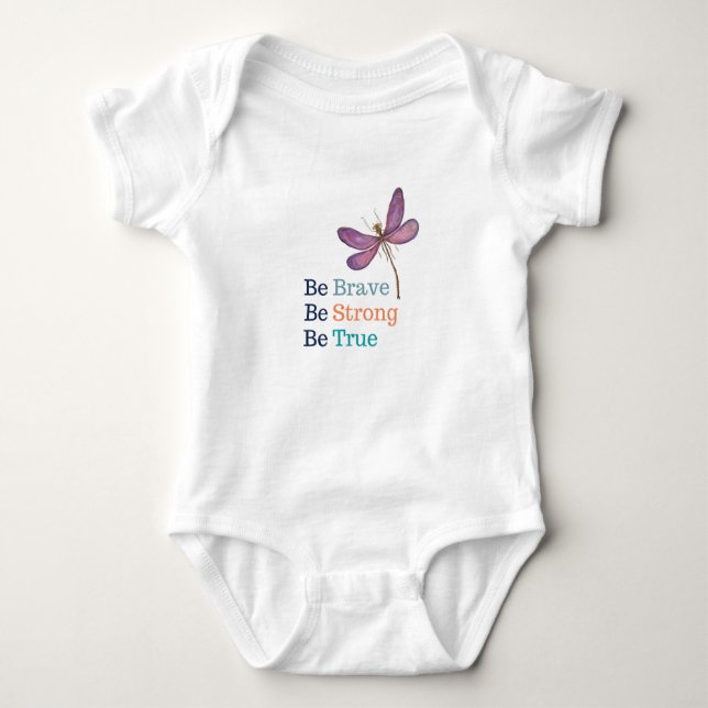 Brave Strong True Dragonfly Baby Bodysuit (Front)