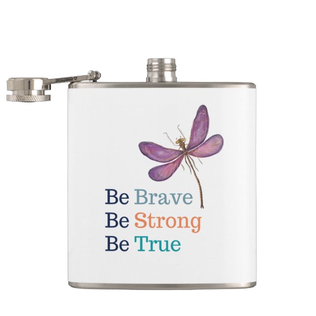 Brave Strong True Dragonfly Hip Flask (Opened)