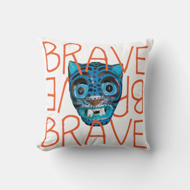 Brave Tiger Throw Pillow (Front)