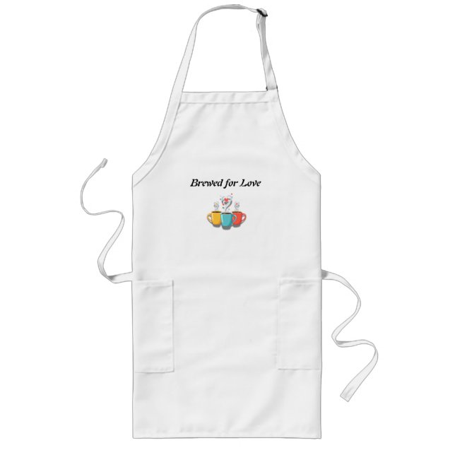 Braved Just Love – Whimsical Coffee Mugs with Hear Long Apron (Front)