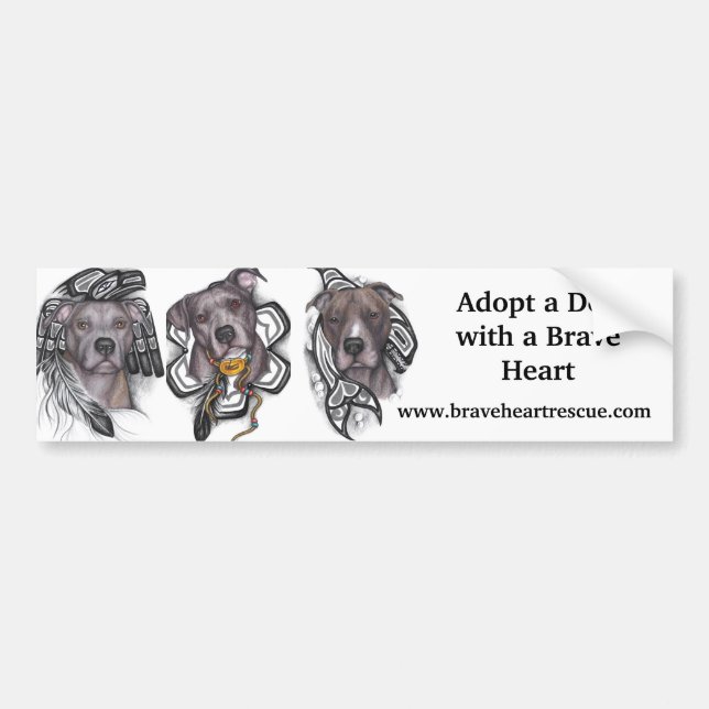 BraveHeart Pit Bull Rescue Bumper Sticker (Front)