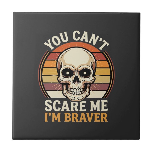 Braver Halloween Skull Retro Horror Design_1 Tile (Front)