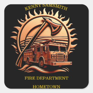 Bravery And Dedication Fire Department  Square Sticker