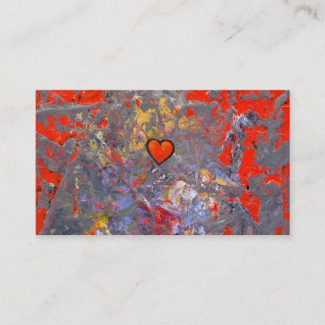 Bravery courage facing fears bold modern heart art business card (Front)