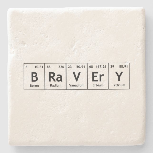 BRaVErY Elements Symbols Periodic Table Words Atom Stone Coaster (Front)