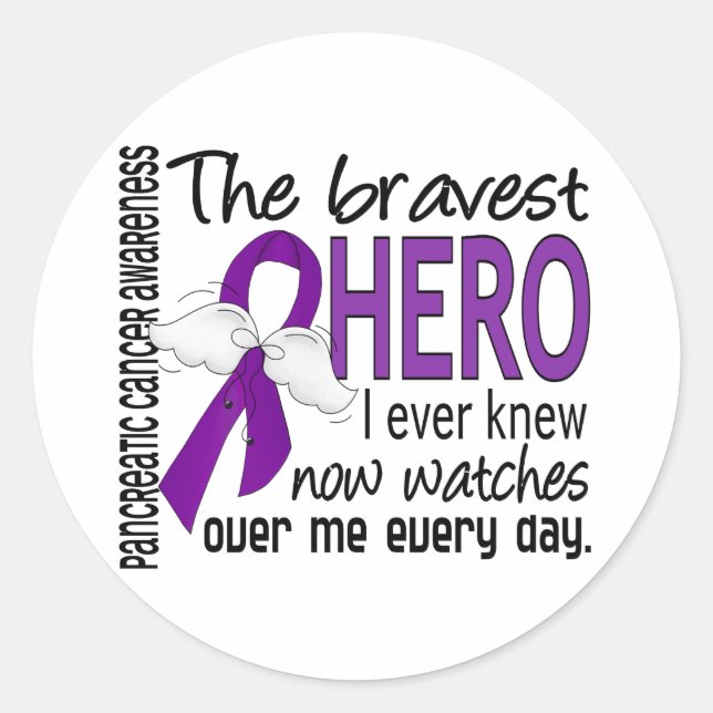 Bravest Hero I Ever Knew Pancreatic Cancer Classic Round Sticker (Front)