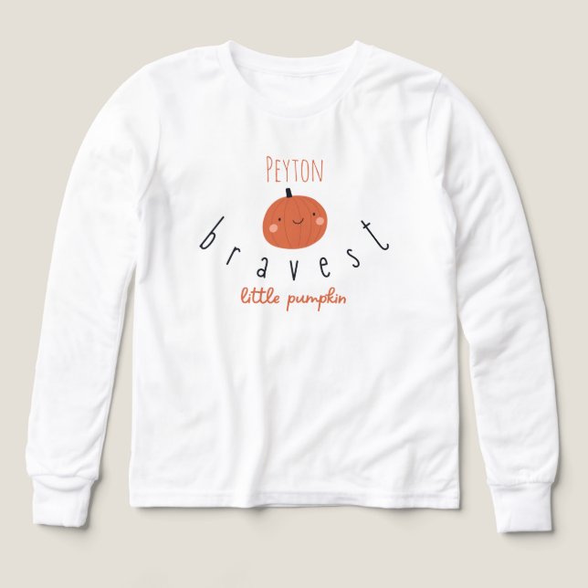 bravest little pumpkin Custom Girls Long Sleeve (Design Front)