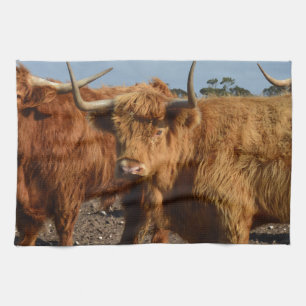 Brawny Beauty: The Majestic Big Brown Highland Cow Tea Towel