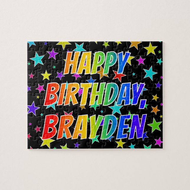 "BRAYDEN" First Name, Fun "HAPPY BIRTHDAY" Jigsaw Puzzle (Horizontal)