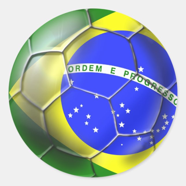 Brazil 2014 Brasil football Brazilian flag sports Classic Round Sticker (Front)
