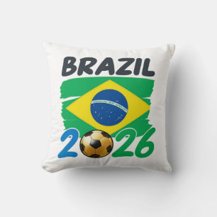 Brazil 2026 Soccer Fan Design with Flag Colors Foo Cushion