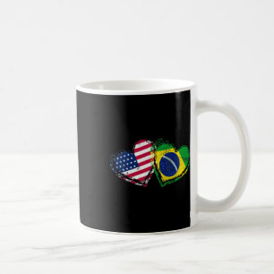 Brazil American Flag Heart Brazilian American Love Coffee Mug