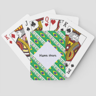 Brazil and Brazilian Flag Tiled with Your Name Playing Cards