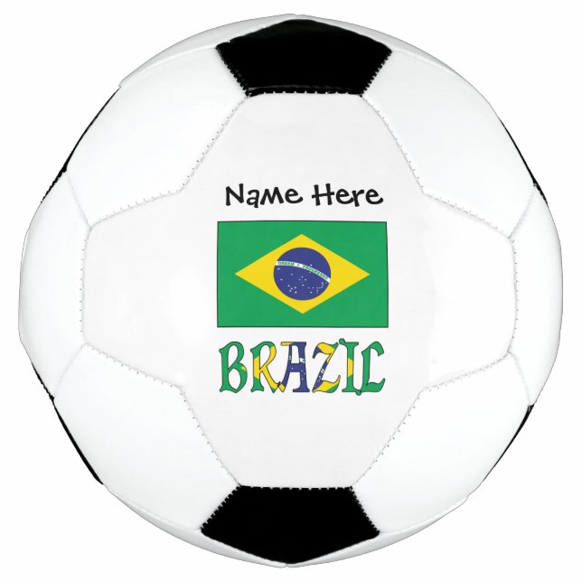 Brazil and Brazilian Flag with Your Name Soccer Ba Ball (Front)