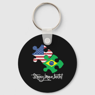 Brazil And Usa 4th July Independence Day Tee  Key Ring