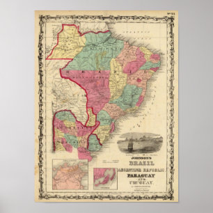 Brazil, Argentine Republic, Paraguay, and Uruguay Poster