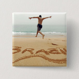 BRAZIL. Barechest man wearing a swimming suit 15 Cm Square Badge