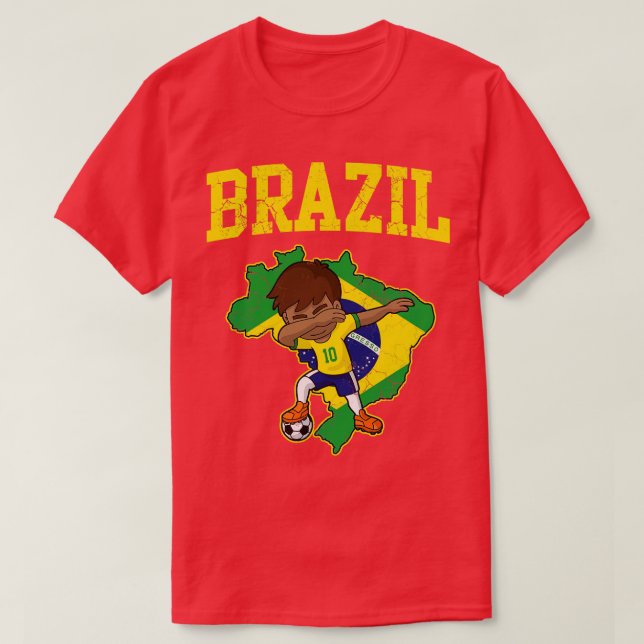 Brazil  Boy Brazilian Flag Map T-Shirt (Design Front)