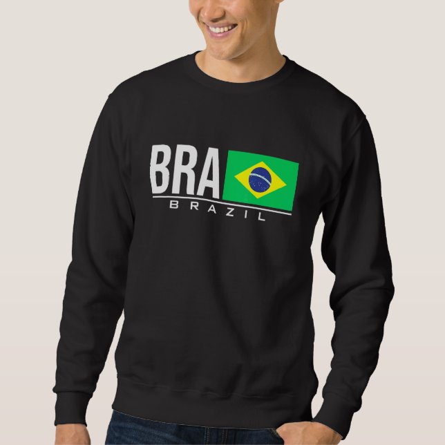 Brazil Brasil Flag Brazilian Country Code Bra Spor Sweatshirt (Front)