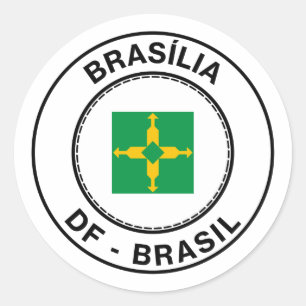 Brazil Brasilia Federal District of Bandeira Stamp Classic Round Sticker
