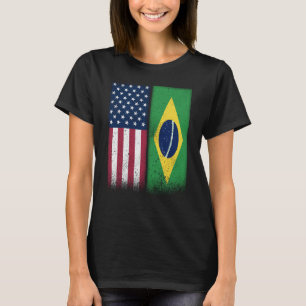 Brazil Brazilian American Flags Proud USA Brazil T-Shirt