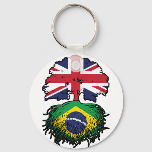 Brazil Brazilian British UK Tree Roots Flag Key Ring