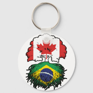 Brazil Brazilian Canadian Canada Tree Roots Flag Key Ring