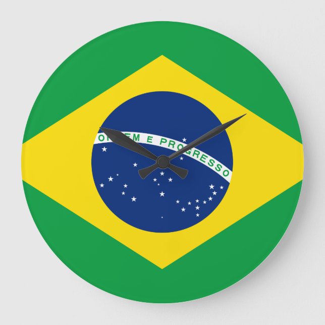 Brazil (Brazilian) Flag Large Clock (Front)