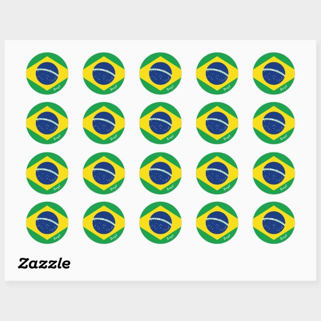 Brazil & Brazilian flag patriots, holiday / sports Classic Round Sticker (Sheet)