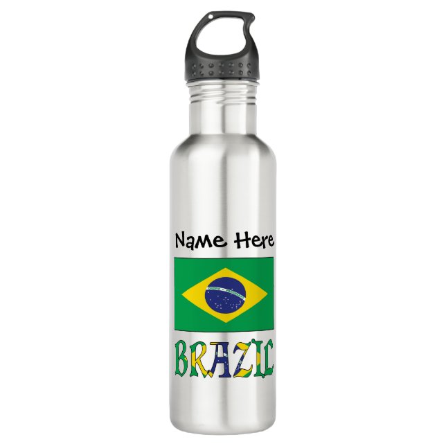 Brazil Brazilian Flag Personalised 710 Ml Water Bottle (Front)