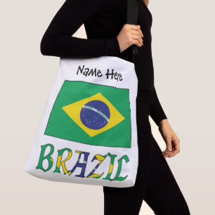 Brazil Brazilian Flag Personalised Name Crossbody Bag