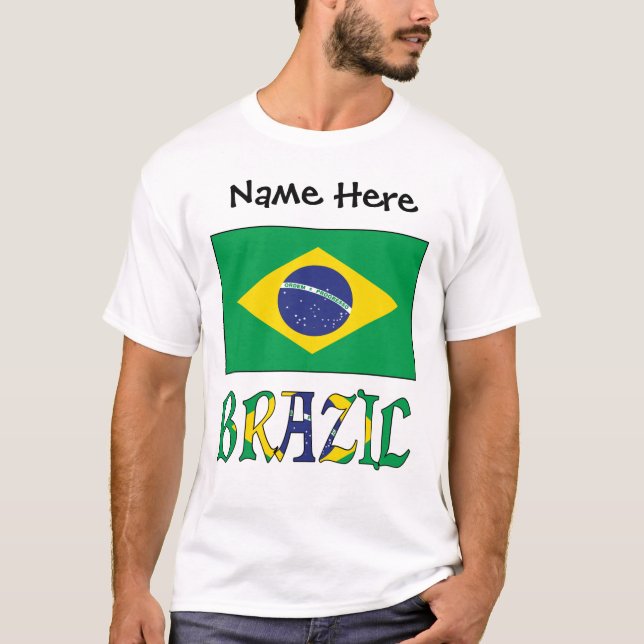 Brazil Brazilian Flag Personalised T-Shirt (Front)